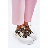 Boto Women's Sneakers On Massive Platform With Decorative Lacing Zebra Black-Beige Zidora | shoptok.hr
