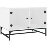 Furnova Klubska mizica s steklenimi vrati bela 68,5x50x50 cm, (21913272) | Shoptok.si