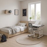  Dječji radni stol s ladicom, stolicom i svjetiljkom, sivi | shoptok.hr