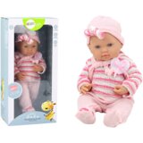 Lutka beba, prugasti džemper, kapa, šal, ružičasta  Lutka beba, prugasti džemper, kapa, šal, ružičasta Slike