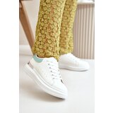 Kesi Women's low platform sneakers made of eco-leather white-green Nevelena | Shoptok.si