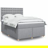 vidaXL Krevet box spring s madracem svjetlosivi 140x200 cm od tkanine | shoptok.hr