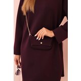 Kesi Włoski Women's plus size viscose dress with a chain bag plum | Shoptok.si