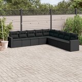  9-dijelni set vrtnih sofa s jastucima crni od poliratana | shoptok.hr