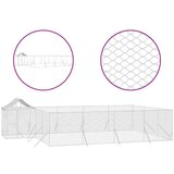 vidaXL Zunanja pasja ograda s streho srebrna 10x6x2,5m pocinkano jeklo | Shoptok.si