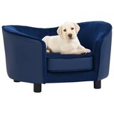SOFA za pse plava 69 x 49 x 40 cm od pliša i umjetne kože - Plava Cijene