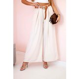 Kesi Włoski Wide-leg belted trousers beige | shoptok.hr