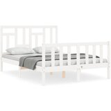 Maison Chic Posteljni okvir - Dvoposteljna postelja - Zakonska postelja brez vzmetnice bel 140x200 cm trdna borovina-J11434, (21769608) | Shoptok.si