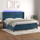  Box spring postelja z vzmetnico LED temno modra 200x200cm žamet | Shoptok.si