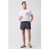 Avva Men's Anthracite-gray Quick Dry Printed Standard Size Swimwear Marine Shorts Cene