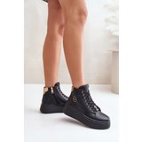 Kesi High leather women's platform sneakers Vinceza black | ePonuda.com