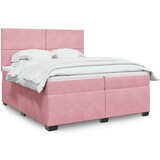 vidaXL Box spring postelja z vzmetnico roza 200x200 cm žamet | Shoptok.si