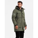 Ombre Men's insulated long jacket with reflective elements - olive | shoptok.hr