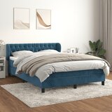 The Living Store Box spring postelja z vzmetnico temno modra 140x190cm žamet - Box Spring Postelja, (21491188) Cene