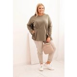 Kesi Włoski Women's Plus Size blouse with cotton, featuring a pocket and rolled sleeves kiwi Cene