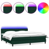 Box Spring krevet s madracem i LED tamno zeleni 180x220 cm baršun | Eponuda.ba