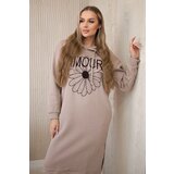 Kesi Long insulated dress with dark beige embroidery | shoptok.hr