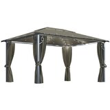 In Paviljon z zaveso in LED lučkami 4x3 m taupe aluminij | Shoptok.si