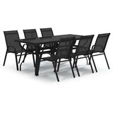  7-dijelni vrtni blagovaonski set crni Crna Dužina stola 180 cm | shoptok.hr