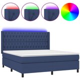  Krevet box spring s madracem LED plavi 180x200 cm od tkanine | shoptok.hr