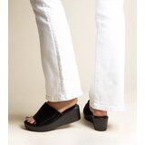 Gemre Black perforated wedge sandals eco leather Garvin | shoptok.hr
