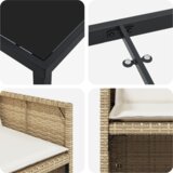 vidaXL 5-dijelni set za večeru u vrtu s jastučićima Bež Poli Ratan, vrtni stol Crna 80x80x73 cm kaljeno staklo | shoptok.hr
