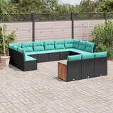  Vrtni set s jastucima, 13 dijelova, crni poliratan | shoptok.hr