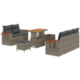  8-delni vrtni kavč set z blazinami sivim poli ratan akacijo | Shoptok.si