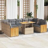 vidaXL 10-dijelni set vrtnih sofa s jastucima bež od poliratana bagrem | shoptok.hr