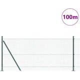 vidaXL Zavarena žičana ograda s 13 flangiranih stupova Zelena 0.8x100 m Čelik | shoptok.hr