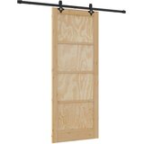  Klizna vrata Prirodna i crna 86 x 211 cm Masivna borovina | shoptok.hr