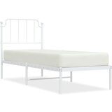 vidaXL Kovinski posteljni okvir z vzglavjem bel 75x190 cm, (20902734) Cene