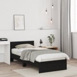 vidaXL Posteljni okvir s hrbtom Črna hrastovina 90x200 cm Umetna masa | Shoptok.si