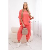 Kesi Włoski Cotton set blouse + trousers apricot | Shoptok.si