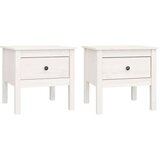  Bočni stolići 2 kom bijeli 50x50x49 cm od masivne borovine | shoptok.hr