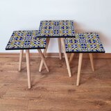 Hanah home 3Shp47 - Navy Blue Navy BlueWhiteYellow Nesting Table (3 Pieces) | ePonuda.com