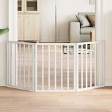 vidaXL Vrata za pse zložljiva 3 paneli bela 150 cm topolovina | Shoptok.si