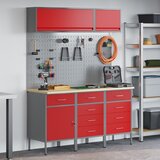 vidaXL Set od 6 Crvena Čelik Srednje Podesiv po visini Radni kabinet | shoptok.hr