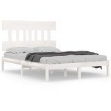 The Living Store Posteljni okvir bel iz trdnega lesa 140x190 cm - Posteljni Okvir, (21526644) | Shoptok.si