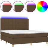  Box spring postelja z vzmetnico LED temno rjava 180x200cm blago, (20897047) | Shoptok.si