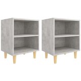 Furnova Nočna omarica z lesenimi nogami 2 kosa betonsko siva 40x30x50cm, (21926072) | Shoptok.si