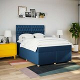 vidaXL Box spring postelja z vzmetnico modra 140x190 cm blago, (21306145) | Shoptok.si