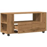 vidaXL TV omarica s kolesi artisan hrast 102x34,5x43 cm inženirski les | Shoptok.si