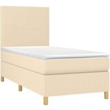  Box spring postelja z vzmetnico LED krem 100x200 cm blago, (20899158) | Shoptok.si