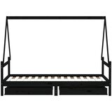  Okvir za dječji krevet s ladicama crni 90 x 190 cm od borovine | shoptok.hr