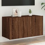  The Living Store Stenska TV omarica z LED lučkami rjavi hrast 80x35x41 cm - TV Stenska Omarica, (21555385) Cene