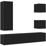 vidaXL set TV kabineta 6 dijelova crni hrast konstruirano drvo, zidni TV kabineta 2 kom crni hrast 30.5x30x30 cm, zidni TV kabinet u crnom hrastu - 30.5x30x90 cm, napravljen od konstruiranog drveta, stalak za TV od crnog hrasta 80x30x30 cm napravljen od konstruiranog drveta | shoptok.hr