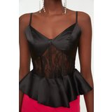 Trendyol Black Lace Detailed Satin Blouse | Shoptok.si
