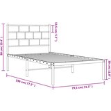  Metalni okvir krevet bez madraca s uzglavljem bijeli 75x190 cm | shoptok.hr