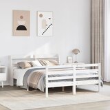 vidaXL Posteljni okvir z vzglavjem brez vzmetnice bel 140x200 cm | Shoptok.si
